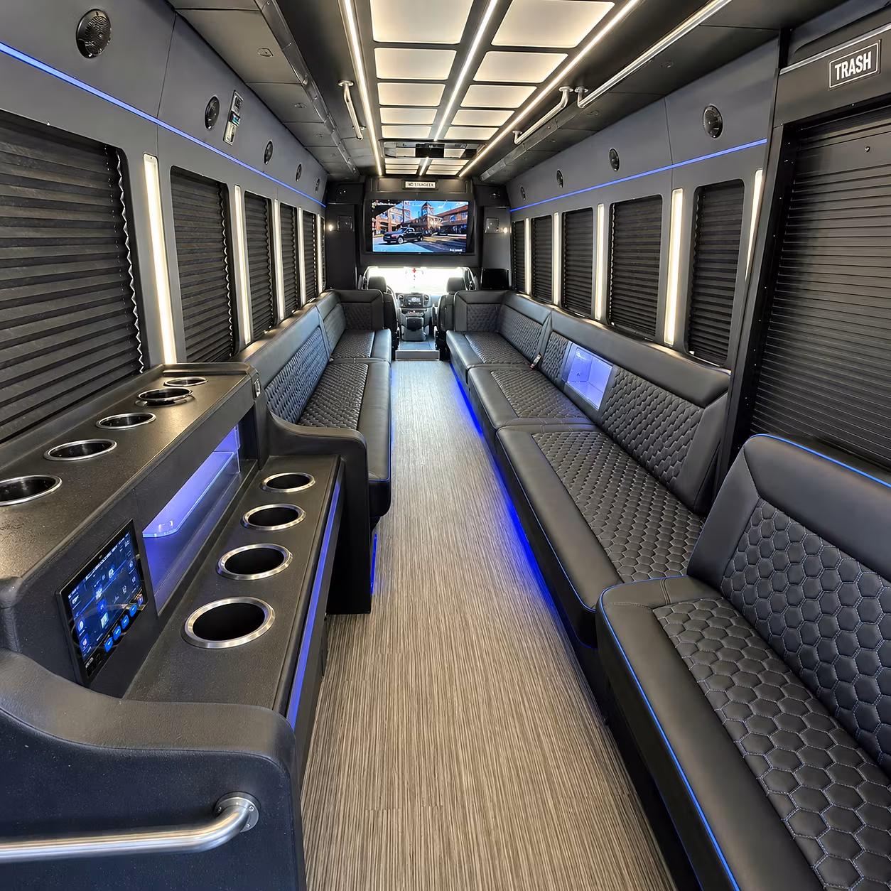 homestead party bus rental interior